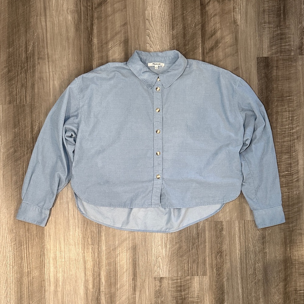 Madewell Corduroy Oversized Cropped Long Sleeve Button Down - Small